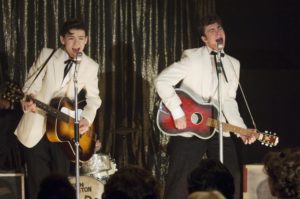 NOWHERE BOY, l-r: Thomas Sangster as Paul McCartney, Aaron Johnson as John Lennon, 2009, ph: Liam Daniel/©Weinstein Company